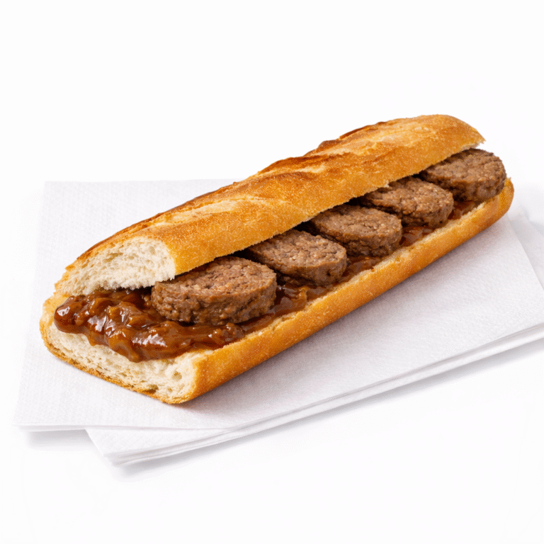 Gehaktbalsandwich met sataysaus